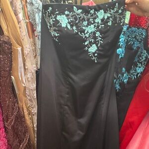 Exclusively Fancy Black Dress with Blue Embroidery 12